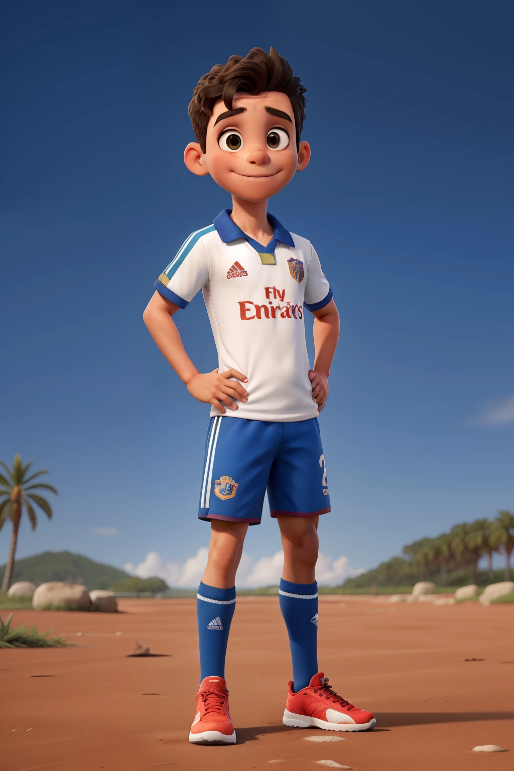 de 8 anos vestido com o uniforme do esporte clube bahia
