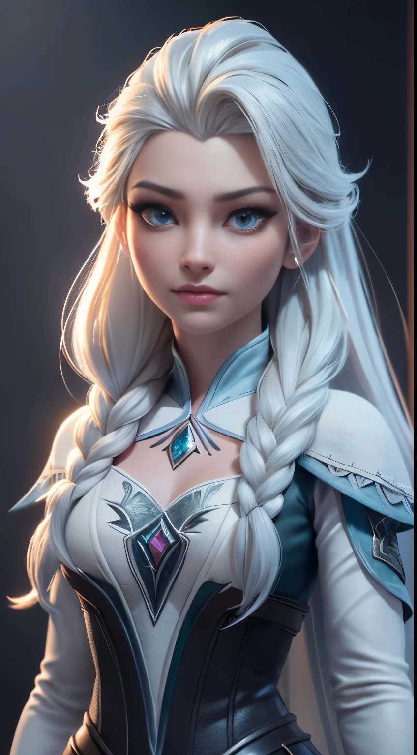 Highly detailed CG unity 8k wallpaper, style shot, complex, high detail, dramatic, highest quality movie still image, very detailed, masterpiece, best quality, character design, Elsa, Elsa from Frozen, (( Dark style)), realistic ultra-detailed rendering style, natural light, sharp character design, (hard focus, 8k), (((natural skin texture))), 8k textures, soft cinematic lighting, adobe lightroom, dark room, hdr, Sophisticated, Elegant, Rich Detail, Sharp Focuilm Look) )), Soothing Tones, Detail Frenzy, Intricate Detail, Super Detail, Low Contrast, Soft Film Lighting, Dull Colors, Exposure Blending, HDR, Fade, 35mm, f/1.4, ISO64, f16, 25 sec.