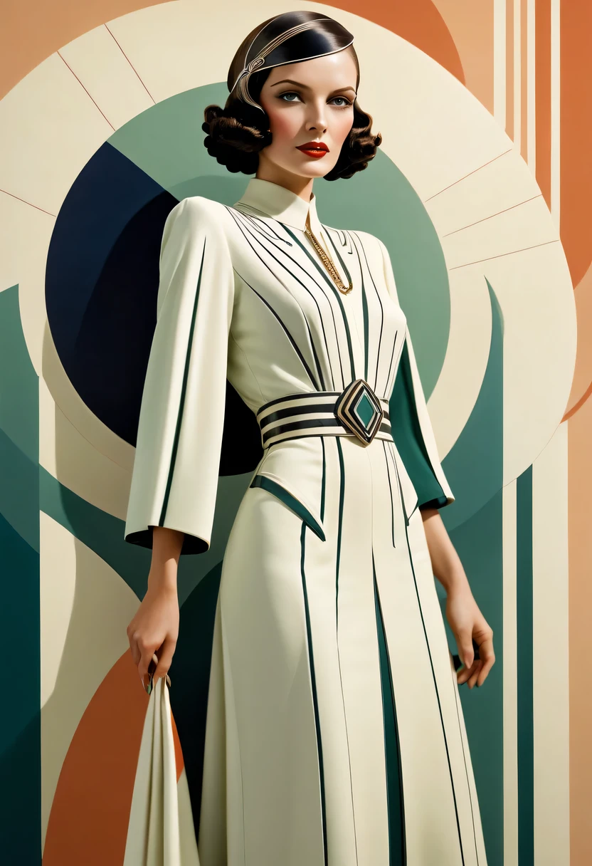 art deco design，fashion clothing，streamline moderne，Abstraction，futuristic，Light luxury