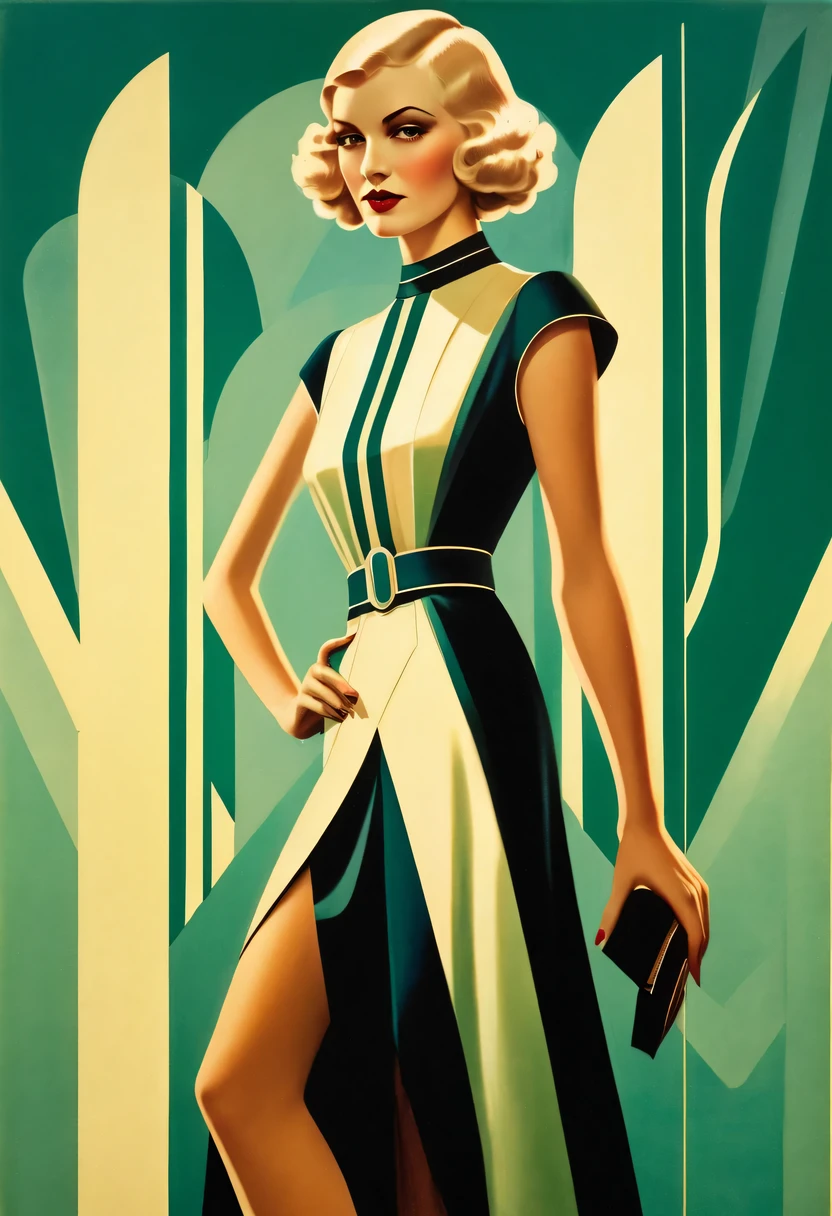 art deco design，fashion clothing，streamline moderne，Abstraction，futuristic，Light luxury