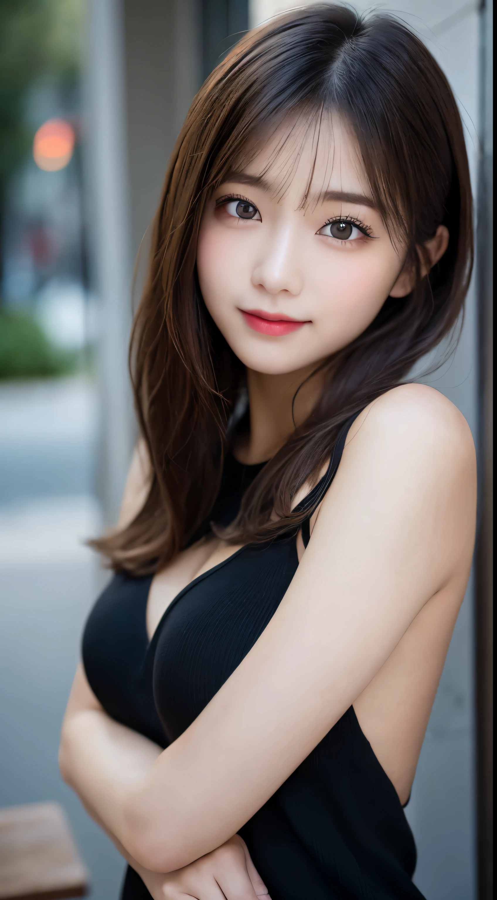 table top, highest quality, shape, Super detailed, finely, High resolution, 8k wallpaper, 完璧なダイナミックな構shape, beautiful and detailed eyes, winter dress,medium hair, small breasts, natural color lip, random sexy pose,smile,、20 year old girl、midnight、beautiful and detailed face、perfect and beautiful face,Big eyes、RAW photo、spread both arms and legs wide、Express your best mood with your whole body、beautiful and detailed eyes、small face、beautiful duplex、slim face and style,blur the background