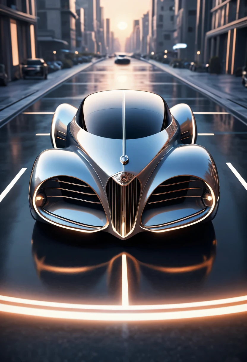 art deco design，Future concept car,streamline moderne，Abstraction，modern style，Luxury and Luxury，Futuristic decorative elements，Metallic，number line，sci-fi lamp，Virtual Engine，Unreal rendering