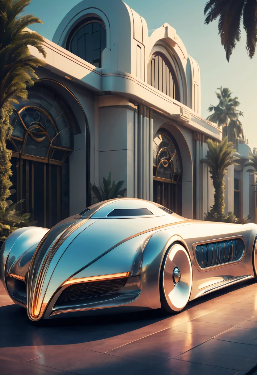 art deco design,Future concept car,streamline moderne,Abstraction,modern style,Luxury and Luxury,Futuristic decorative elements,Metallic,number line,sci-fi lamp,Virtual Engine,Unreal rendering