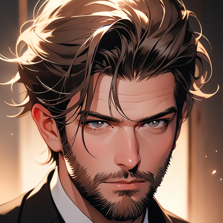 best quality,ultra-detailed,Kivanç Tatlitug with hazel eyes,suave and confident look,dark hair,well-groomed beard,sharp facial features,charming smile,tailored suit,posing in a luxurious setting,soft lighting,warm color tones,captivating gaze,expressive eyes,mesmerizing presence,artistic portraiture-painting style,vivid colors,subtle brushstrokes,photorealistic rendering,finely detailed facial expressions,impeccable fashion sense,sophisticated elegance,timeless beauty,perfect symmetry,high-res image,flawless skin complexion,refined taste,masterpiece:1.2, hazel eyes, hazel eyes,hazel eyes,hazel eyes,hazel eyes
