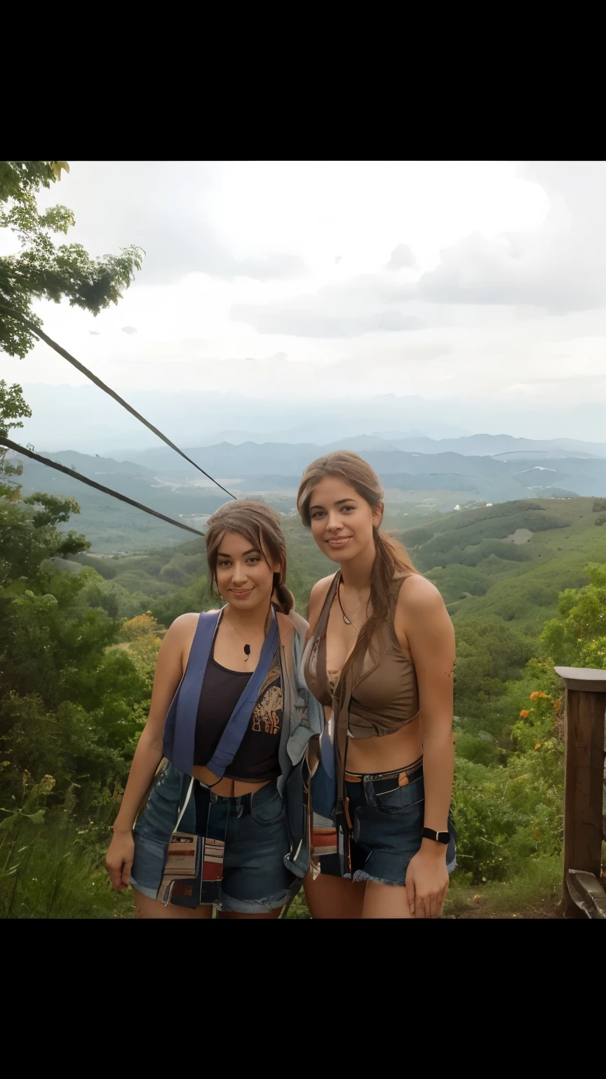 No bras, girls standing together, cute, big breasted 