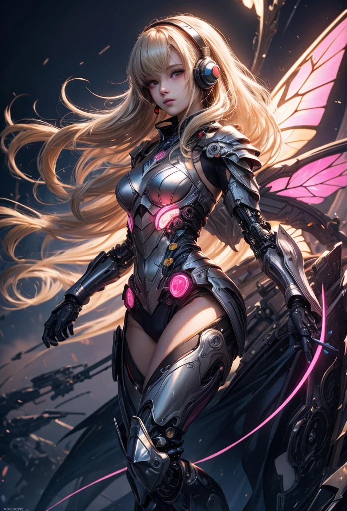 ((Highly accurate drawing in every detail)Extremely precise depiction)[High resolution],(detailed illustrations,とてもfineで緻密な描画,Delicate drawn lines with tempo,Realistic texture expression),[color traced main line],[labo],[[HENTAI]] ANIME (CYBERGirl anime Beauty 13 years old Cyborg[wavy hair (platinum blonde)]),([Butterfly wings] Magenta-pink Papillon cybernean armor [Aurora Armor] Fuselage only transparent material) Cyber Headset,(cybernetic [clear lenticular iris]),(intricate and beautiful decoration [Dense detail]),(Fine and beautiful skin expression [transparency]),Precisely drawn eyes[完璧な目のdetailed(Iris drawn in minute detail)(Beautiful eyes like jewels)],[eyes light[Pinpoint lighting for the eyes]],[long and beautiful eyelashes],[precisely drawn hair [美しく艷やかな髪のdetailed]],(完璧な手のdetailed [Beautiful fingers with no damage [beautiful nails]]),(perfect anatomy(perfectly balanced proportions))[[full body portrait]],[[Design built to the highest level]][ideal color coordination(Accurate simulation of light and material interactions)],([Precision Detail](detailed,高fine)),[Visual art that tells a story],((highest quality)fine[[High density drawing]])(4K Quality).