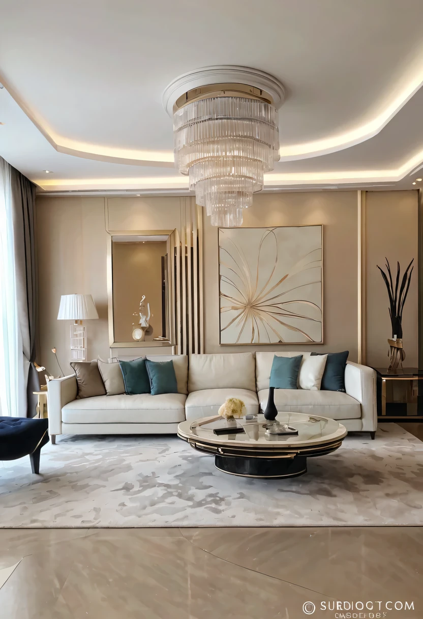 art deco design，living room，Abstraction，modern style，Luxury and Luxury