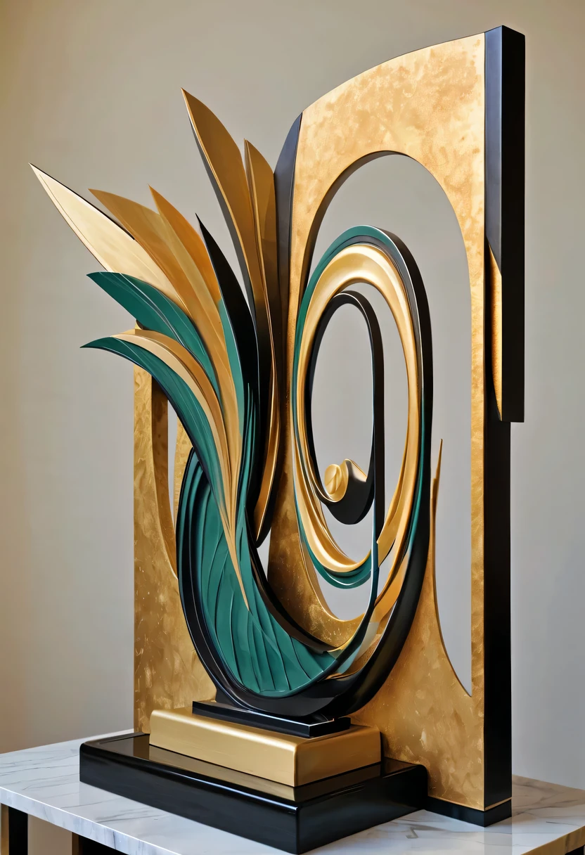 art deco design，Three-dimensional sculpture，Abstraction，modern style，Luxury and Luxury