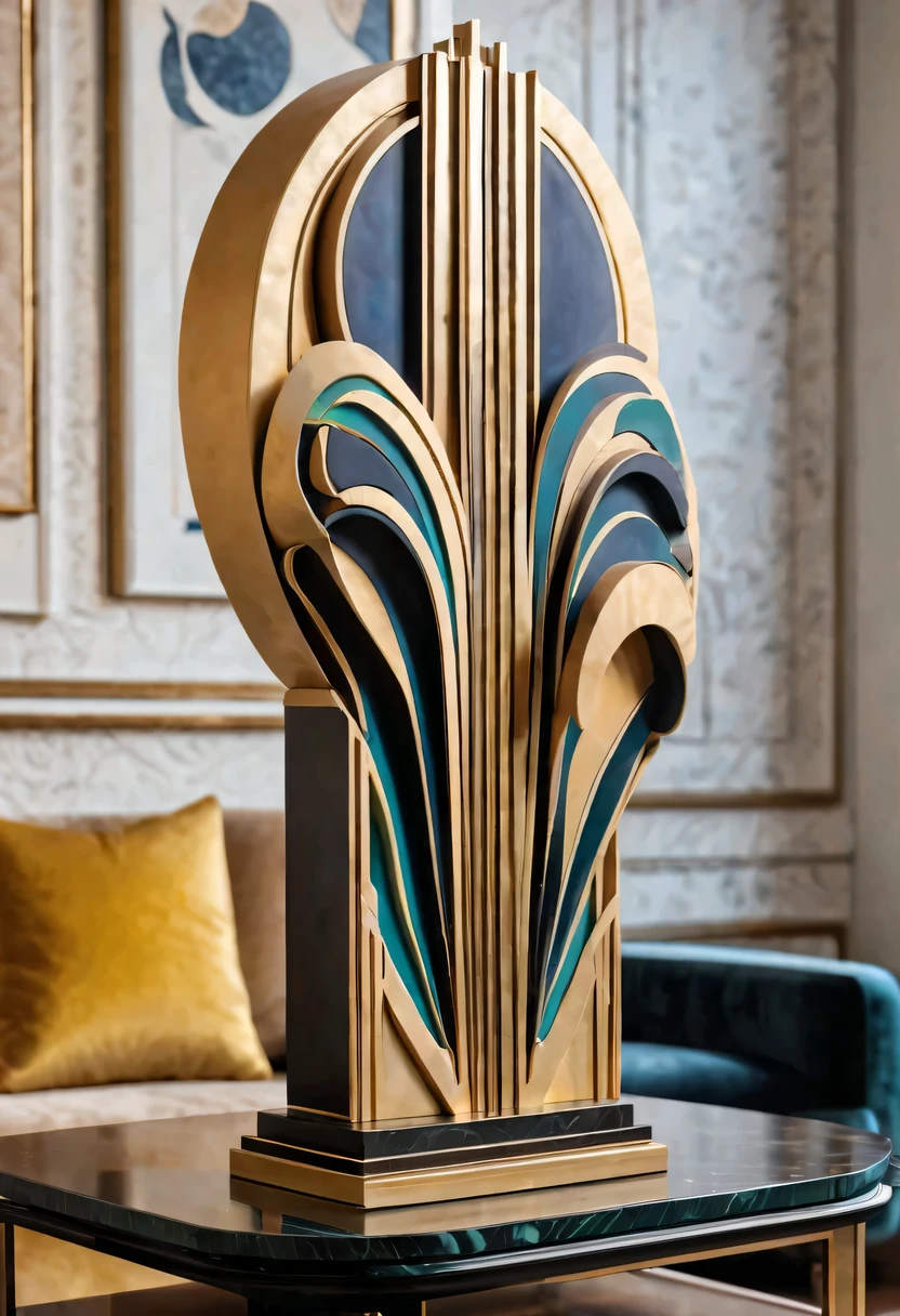 art deco design，Three-dimensional sculpture，Abstraction，modern style，Luxury and Luxury