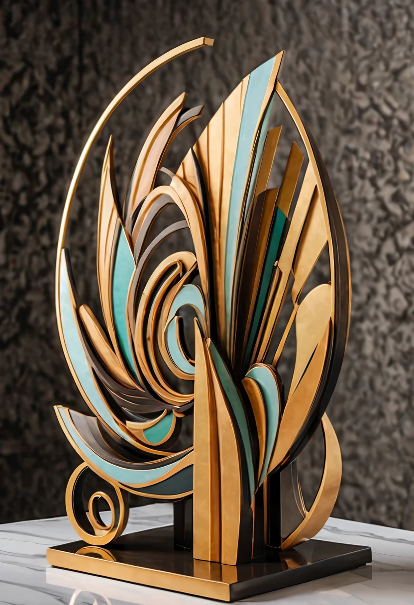 art deco design，Three-dimensional sculpture，Abstraction，modern style，Luxury and Luxury