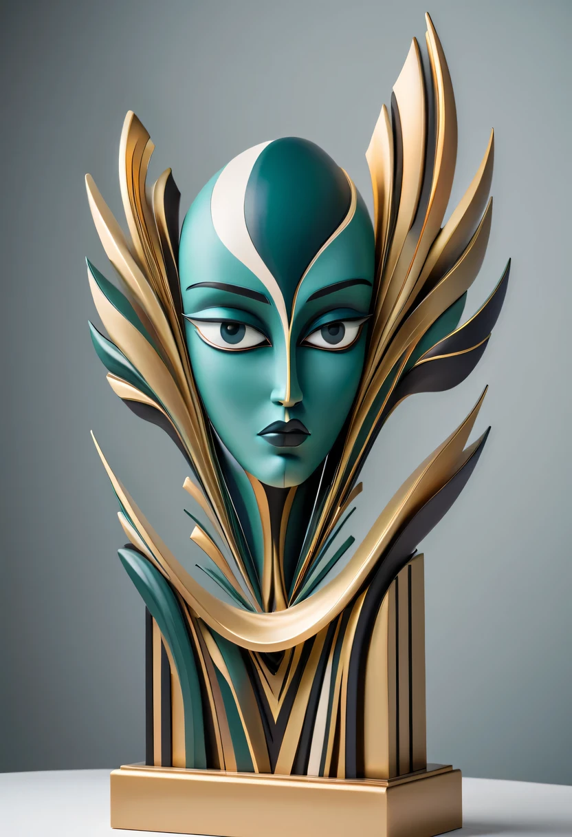 art deco design，Three-dimensional sculpture，Abstraction，modern style，Luxury and Luxury