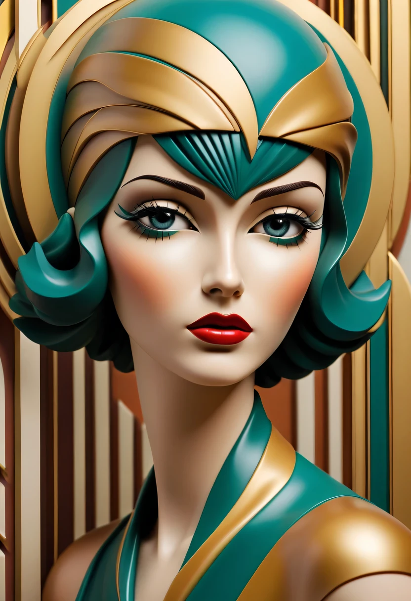 art deco design，Three-dimensional sculpture，Abstraction，modern style，Luxury and Luxury