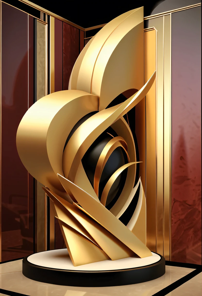 art deco design,Three-dimensional sculpture,Abstraction,modern style,Luxury and Luxury