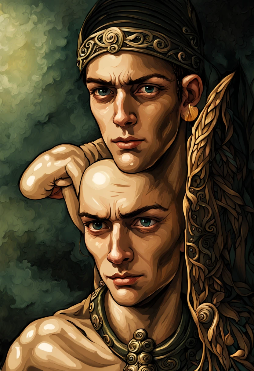 young man man elf wizard of portraits, perfect balance of form and function, sharp gaze eyes, hold a wood cane, wizard hat, baroque robe, blessing light gain, stunning elf ears and earrings, fantasy wolf of picture frame, RGB lighting dances across the sleek lines and intricate components, (((intricate detail matte paint of super illustration:1.3))), creating visual masterpiece will take breath away, fine detail brush stroke of pencil, Get ready to be amazed coloring, stunning fine details and delicate mesmerizing renderings, very own custom designed, tonal contrast, natural lighting, occultism cinematic still like, inside the temple of detail dark fantasy, correct and punctuality brush stroke, highly quality, accurate and polite crossover layer, oil paint coloring, gel ink coloring, grunge, gouache coloring, close up