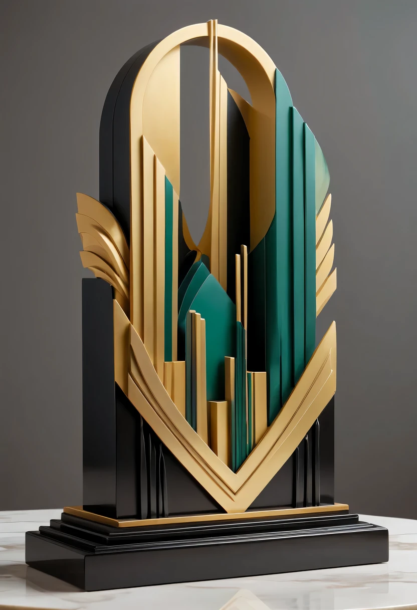 art deco design，Three-dimensional sculpture，Abstraction，modern style，Luxury and Luxury