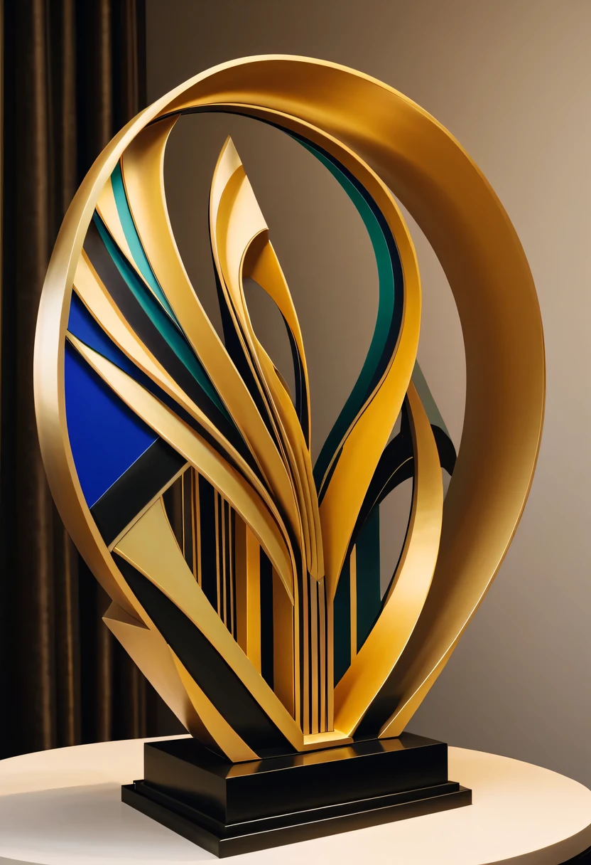 art deco design，Three-dimensional sculpture，Abstraction，modern style，Luxury and Luxury