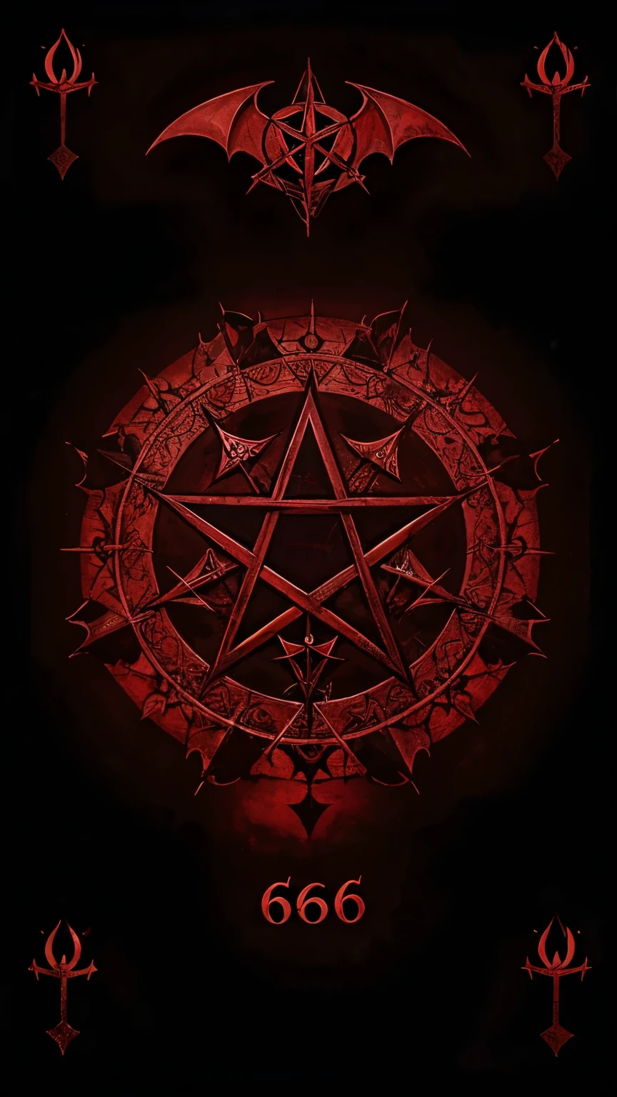 Sathanic wallpaper pentagram, vampiric croos, bats, 666