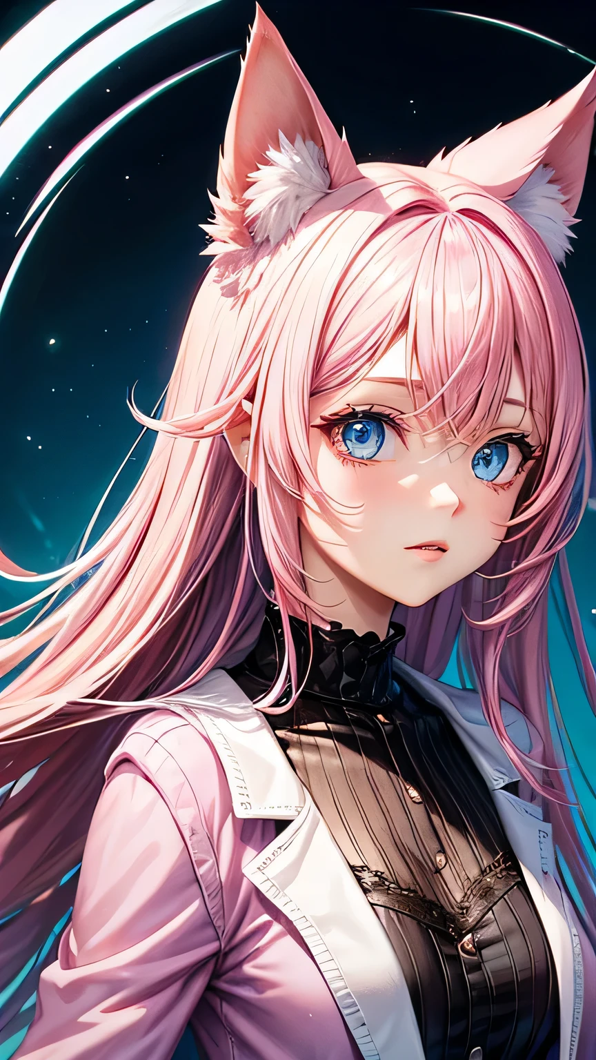 pink hair blue eyes Cat-eared girl Character emphasis