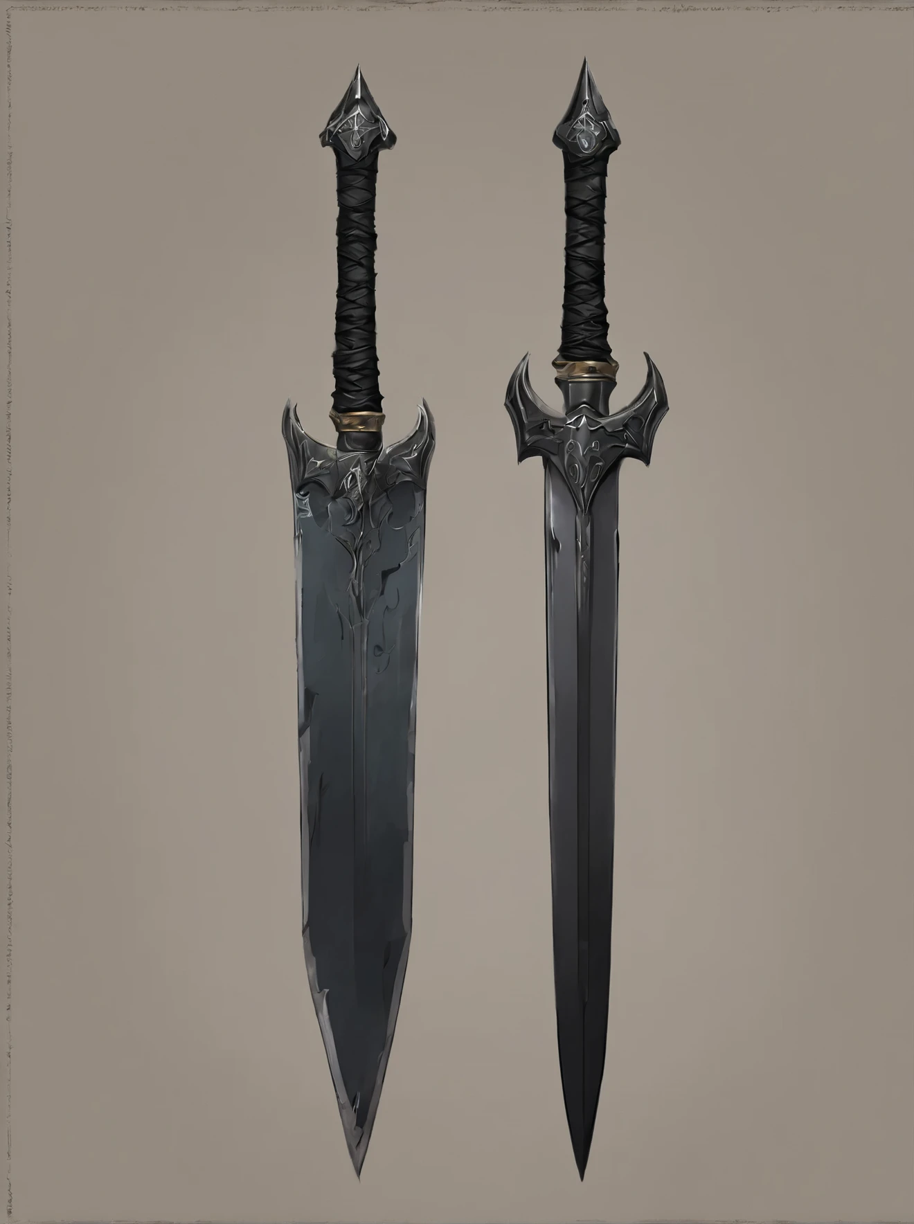 black sword, sharp blade, very accurate, medieval weapon, digital art concept