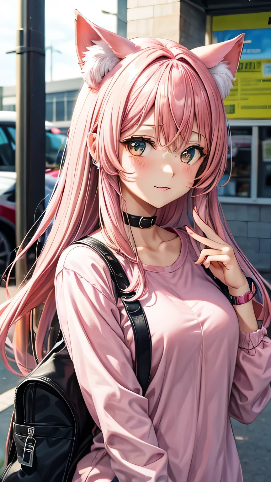 pink hair Earfolds cat girl