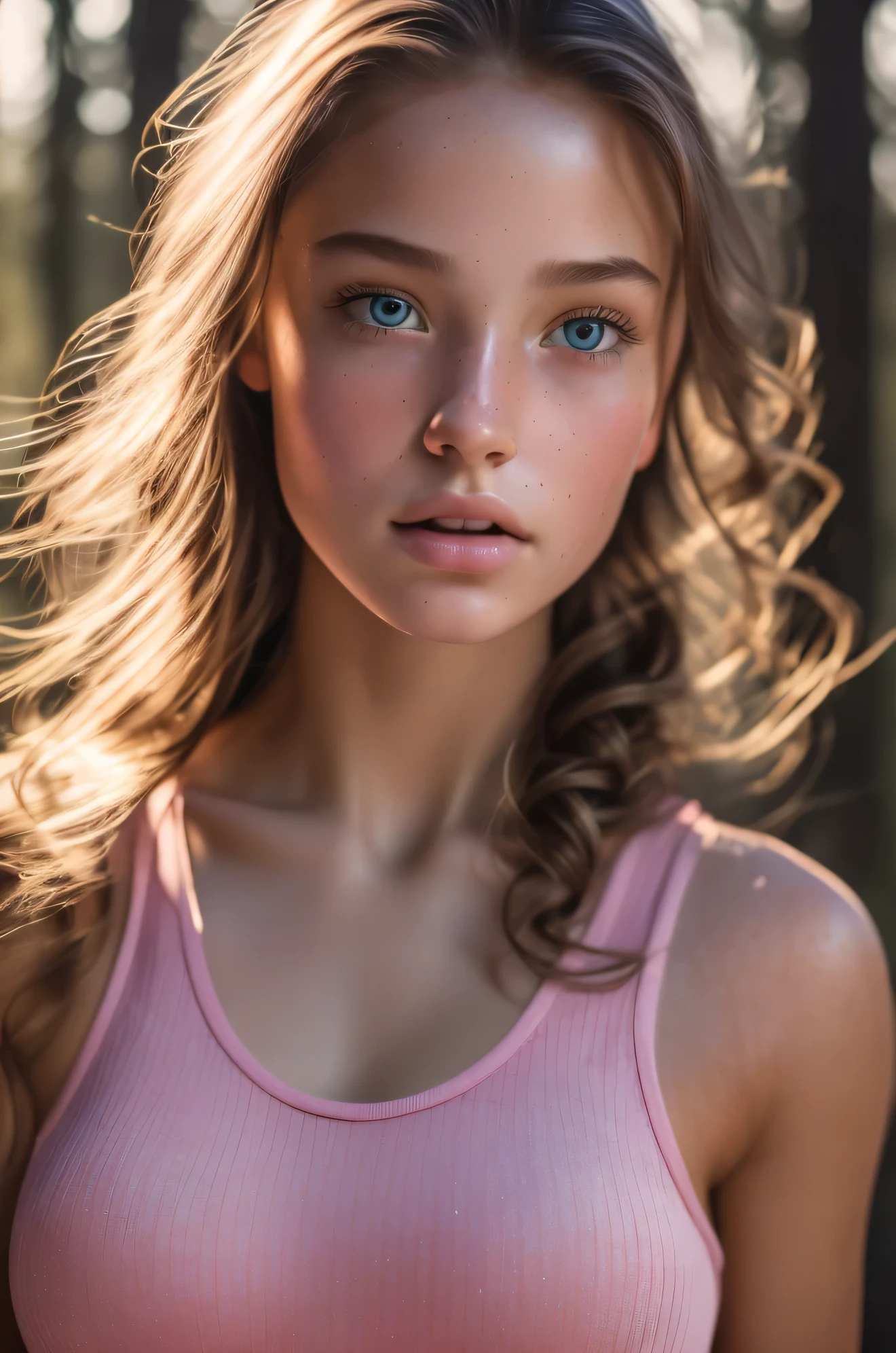 8k, best quality, masterpiece, ultra high resolution, (realism: 1.4), original photo, (Realistic skin texture: 1.3), (film grain: 1.3), (Selfie angle), 1 girl, pink clothes, Sapphire eyes with high level of detail and beautiful facial details, masterpiece, best quality, close up, The highest quality pull-ups for the upper body