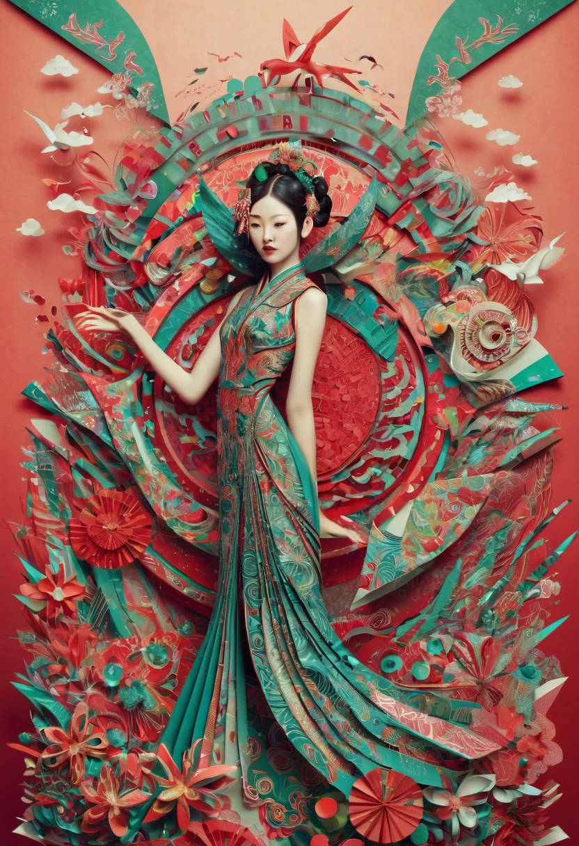 Chinese art deco, year 2040, zentagle, origami, cinematic.....by my self....lol....