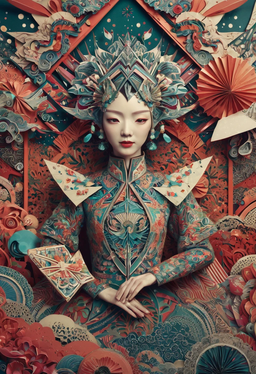 Chinese art deco, year 2040, zentagle, origami, cinematic.....by my self....lol....