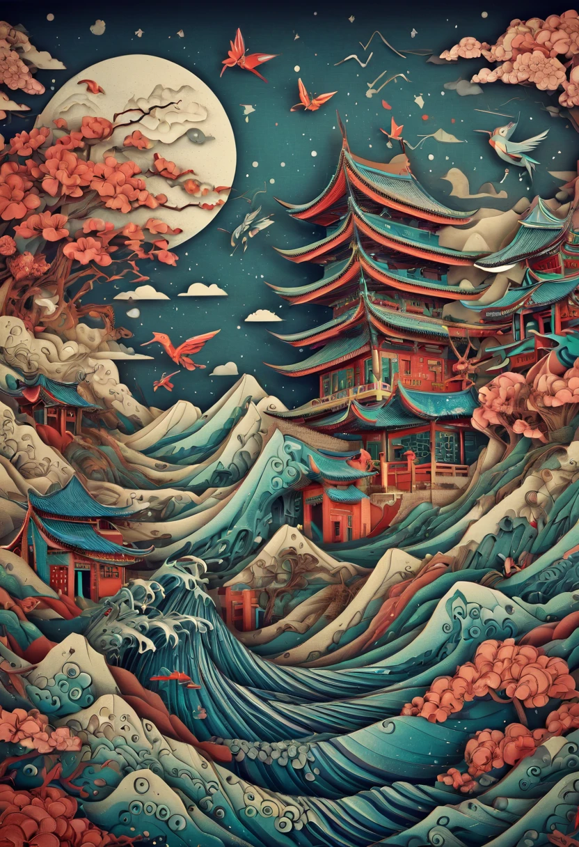 Chinese art deco, year 2040, zentagle, origami, cinematic.....by my self....lol....