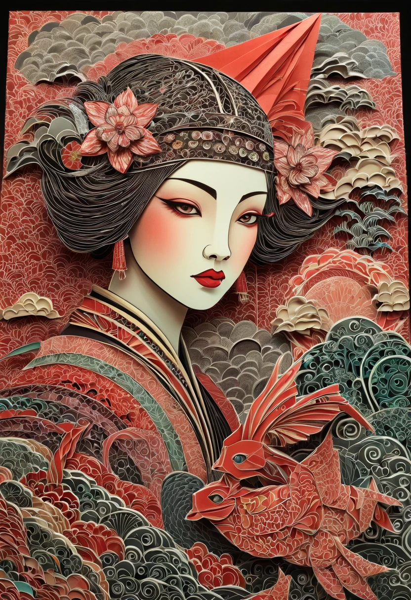 Chinese art deco, year 2040, zentagle, origami, cinematic.....by my self....lol....