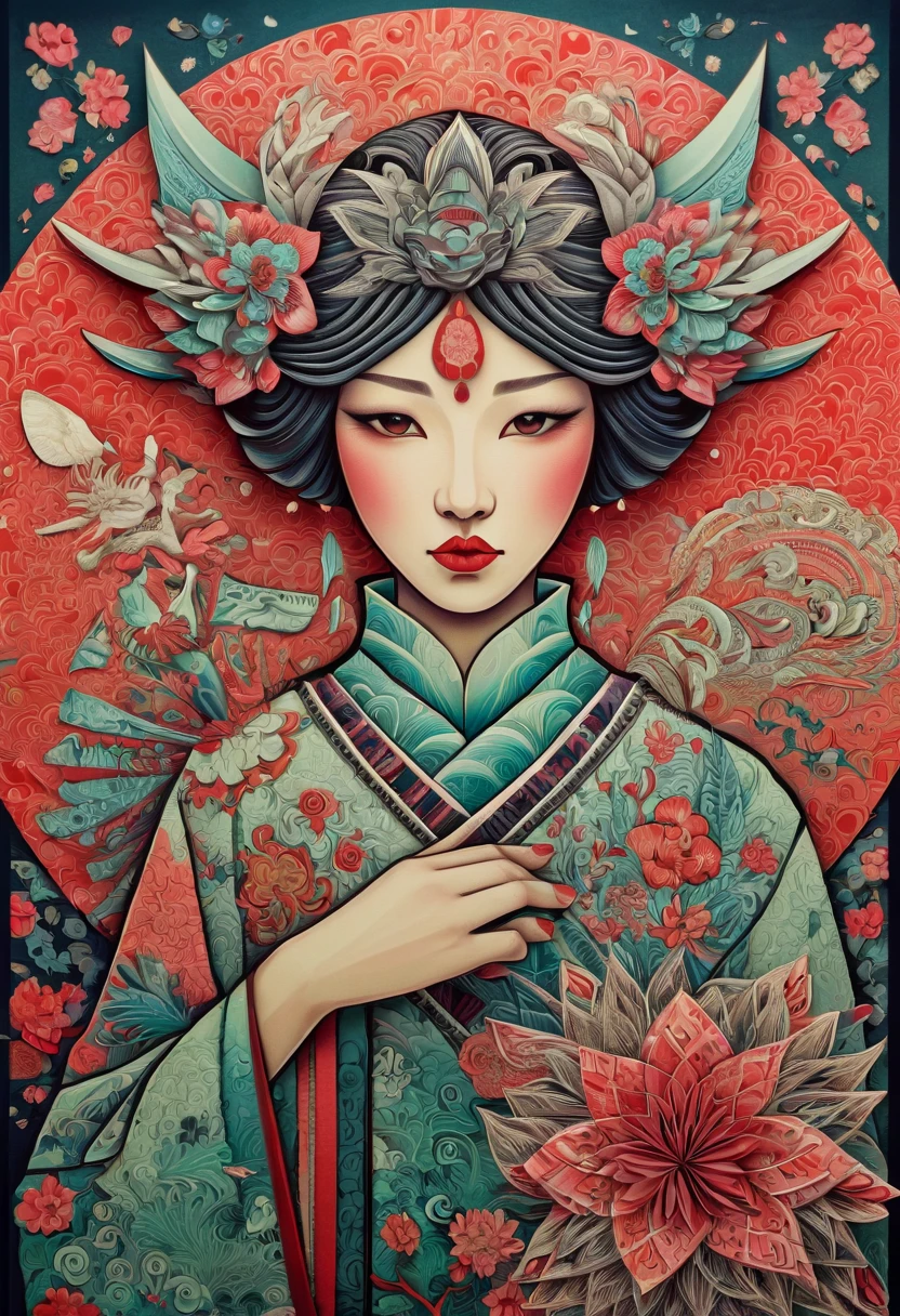 Chinese art deco, year 2040, zentagle, origami, cinematic.....by my self....lol....