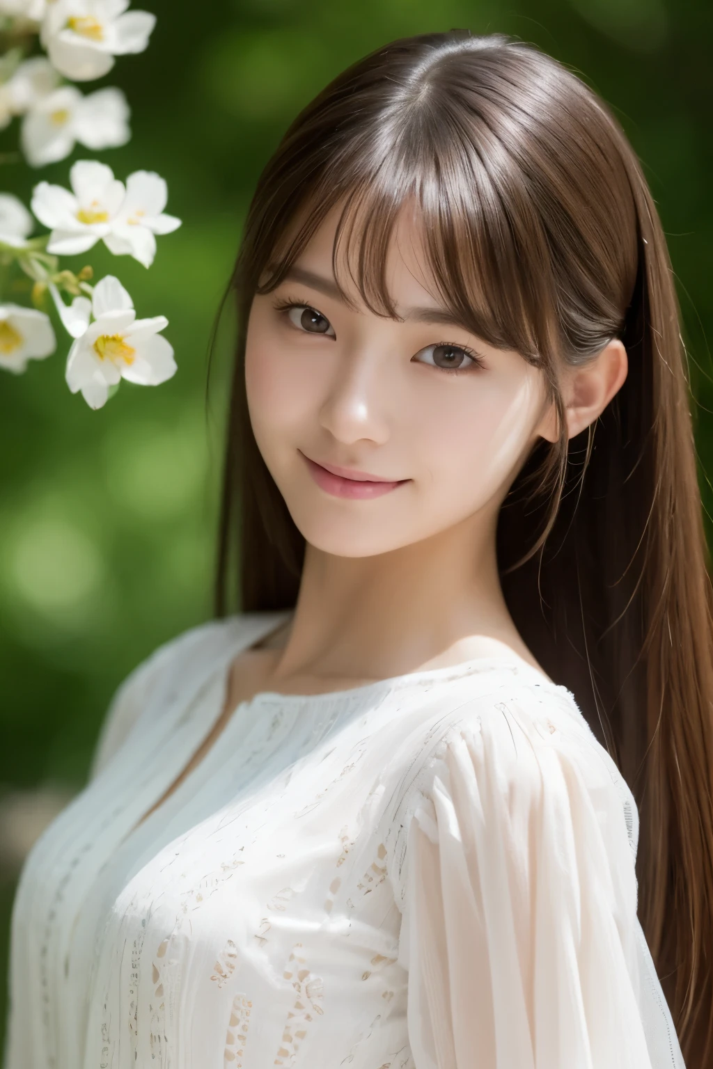 (((​masterpiece))), top-quality, Extremely detailed, Detailed background, Very beautiful girl, japanese,  yo,  Detailed face, Solo, smile, (Full body:1.3), (random hairstyles :1.2), bangs, (Young Face), (Perfect body:1.1), blouse, Summer, in 8K, Wallpaper, amazing, finely detail, Ultra-detailed, 超A high resolution, Extremely detailed, Pure erotic face, extremely detailed eye and face, Beautiful detailed eyes, highly detailed skin, No makeup, (Natural Skin),