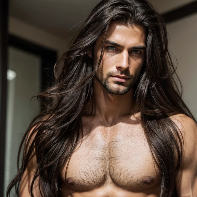 a close up of a man with long hair and blue eyes, handsome stunning realistic, handsome male, attractive male, wonderful dark hair, beautiful male face, long dark hairs, beautiful young man, with long hair and piercing eyes, shoulder-length black hair, young with long hair, handsome face, perfect handsome face, handsome attractive face, with long dark hair