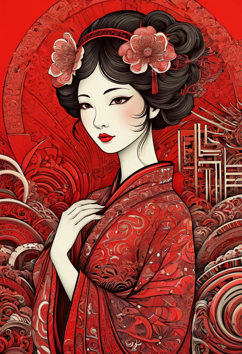 Chinese art deco, year 2040, zentagle, cinematic, red.....by my self....lol....