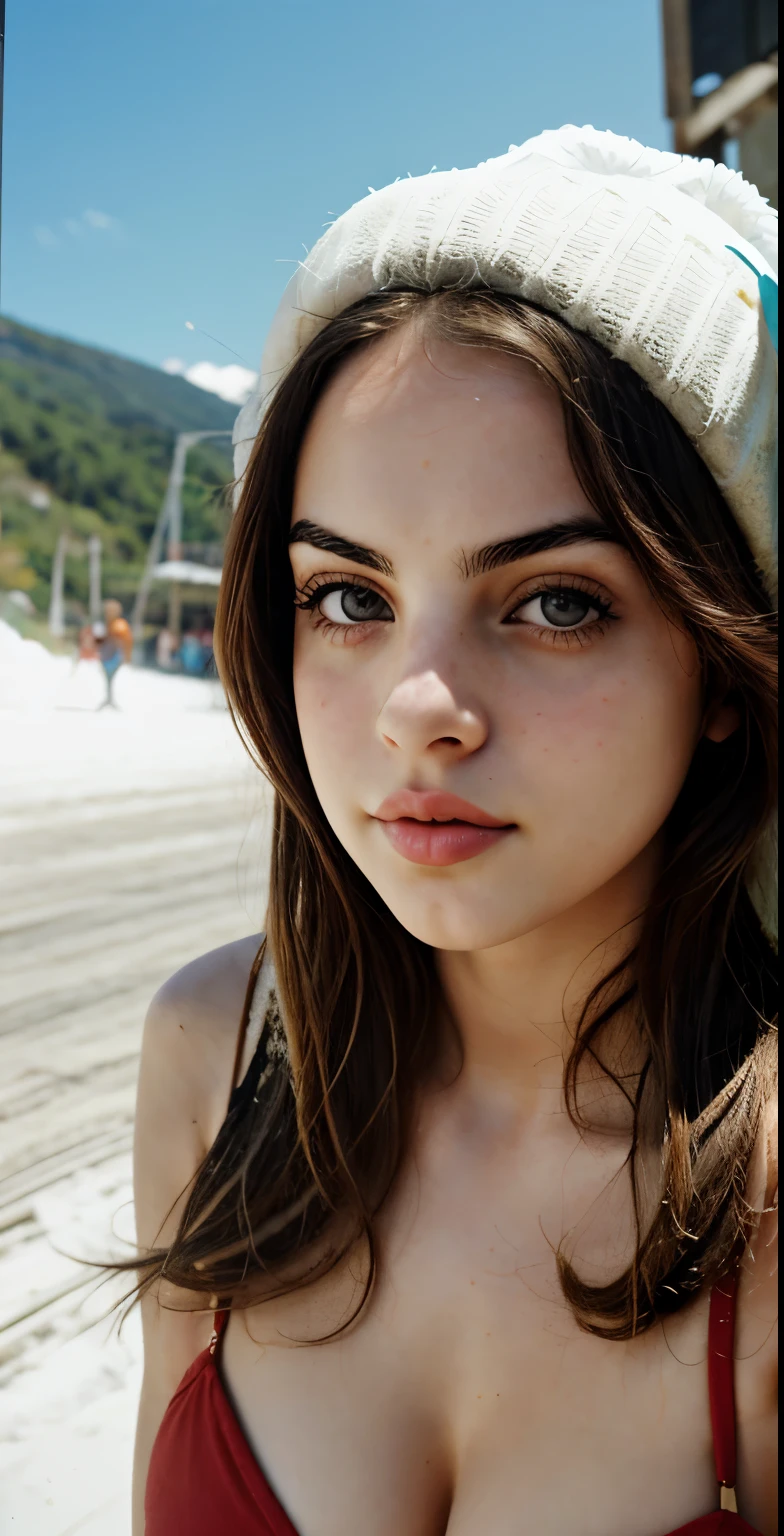 Elizabeth Gillies, NFSW, bigfaketits, uma linda jovem polonesa nua em sjies, 22 anos de idade, magrelo, cara feliz, cabelo castanho, beautiful and aesthetic, grande legal , buceta raspada, skiing in ski resort with lots of snow wearing winter hat, todo o corpo, pele natural, muita gente olhando para ela ao fundo, analog film photo, lindo rosto detalhado, Foto 35mm, Luz solar natural, altamente detalhado,