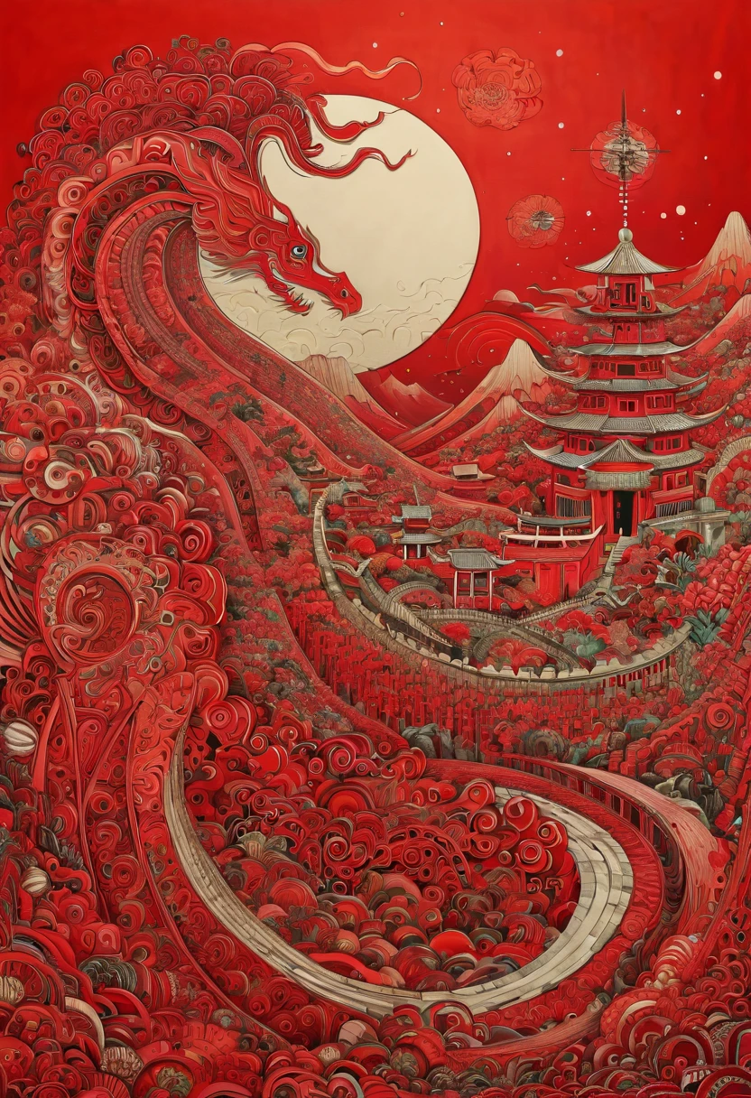 Chinese art deco, year 2040, zentagle, cinematic, red.....by my self....lol....