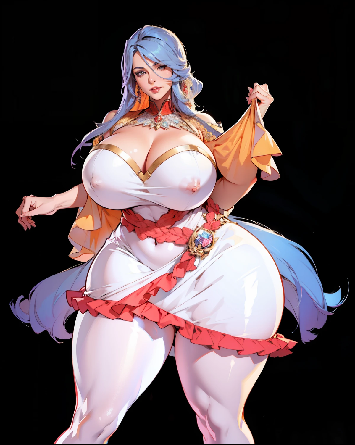 milf, mature female, busty, huge , huge breasts, hentai, high detail, close up, symmetrical, high quality, absurdres, high res, ultrasharp, 8K, masterpiece, extreme attention to detail, perfect face,Realistic, (masterpiece, top quality, best quality,) very detailed, most detailed, (1woman:1.3), nsfw, smile, red lips, kate beckinsale face, long hair, nipples, nipple, pointy nipple,