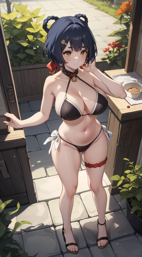 Woman, mommy type, curvy, short hair, emotionless, no blushing, slight sweat, cowgirl, cow-colored bikini, cow-colored stockings on legs, hair band horns, leg on leg, sitting on a couch, night club round private lounge, looking in the camera