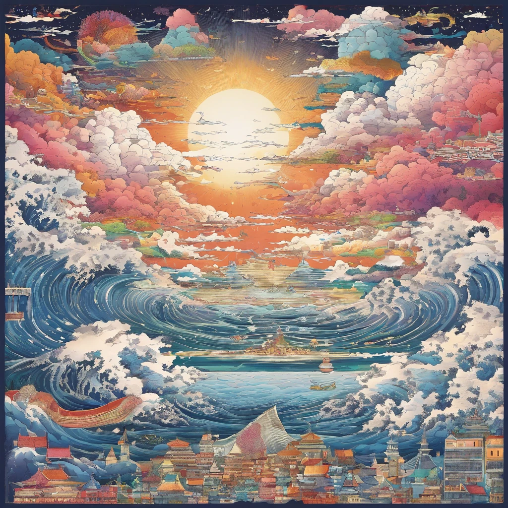 Tsunami, grande tempête, Dieu illumine le ciel, nostalgique, exposition d'éclairage annuelle, cumulonimbus, éclairage volumétrique, grand ciel, population