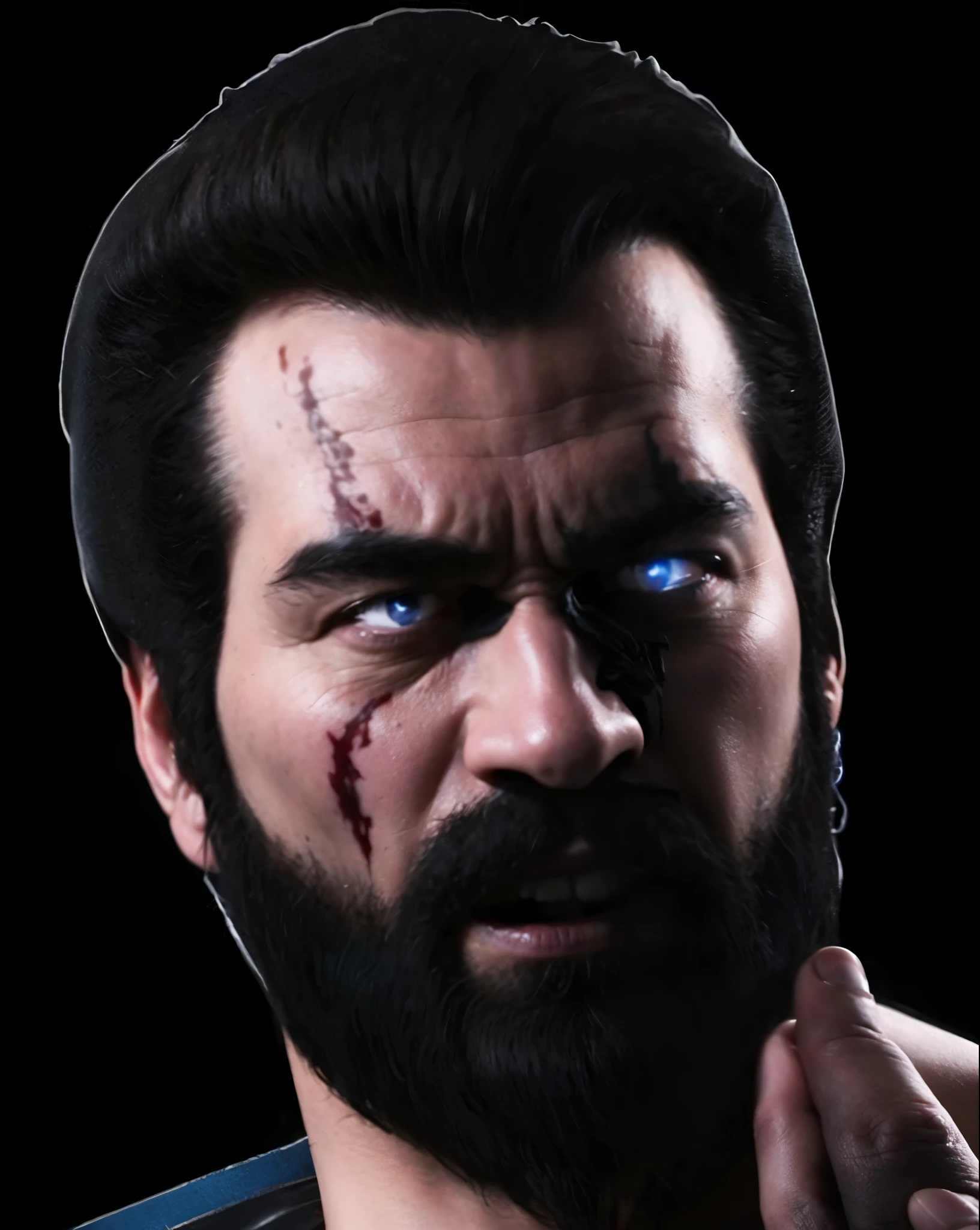 (masterpiece),(best quality:1.0),(ultra high resolution:1.0), sub zero, bad face,menacing look, scar, mortal kombat, closeup,1 guy,detailed, face focus, 8k wallpaper, full body