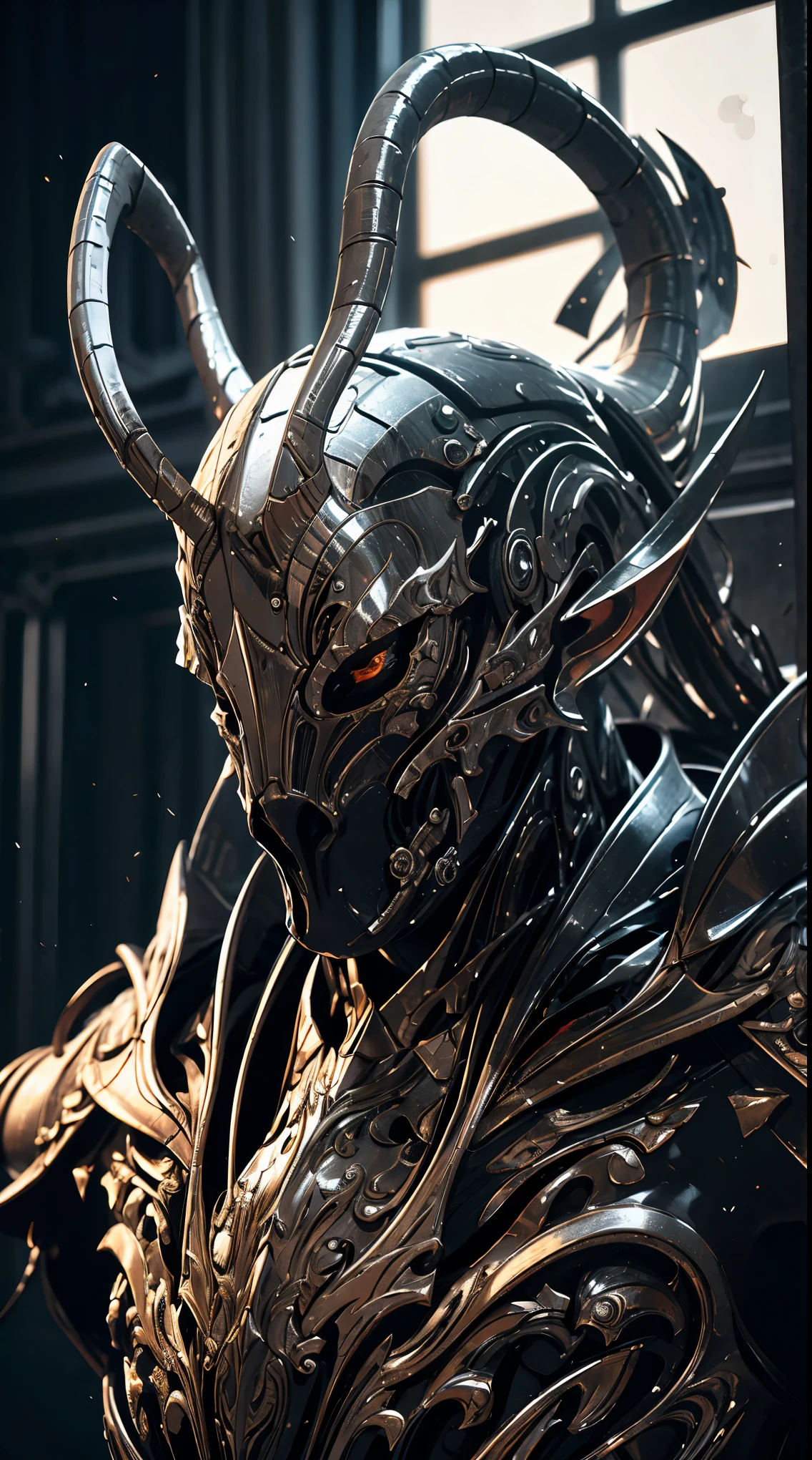 sh4g0d demon, portrait, epic, rim light, mechanized