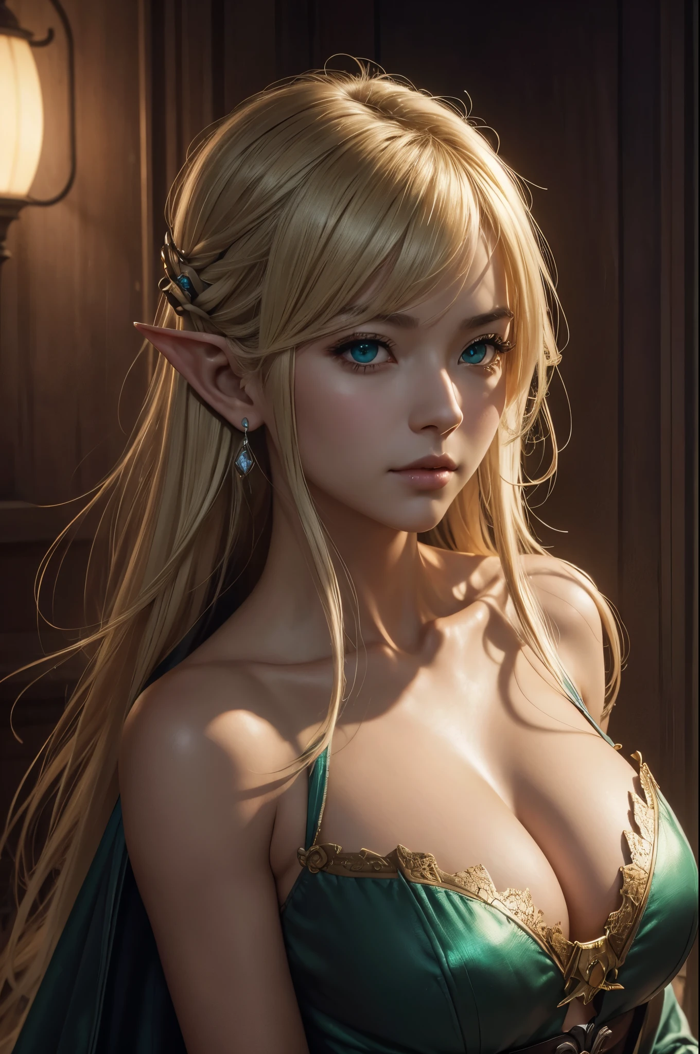 8K、dark elf,Super beautiful(like the real thing),Model Chute Style、(Highly detailed CG Unity 8K wallpaper)、Full shot body photos of the most beautiful artwork in the world、front 4 poses、elf's、Blonde Mohawk,緑と黒のsexyなランジェリー。pearl skin、diamond、Medieval architecture、Ed Brink、Atei Gairan、Studio Ghibli、Jeremy Mann、greg manches、Antonio Moro、Trending at Art Station、CG Trends、 crowded、、down to the last detail、kind eyes,Mid-Journey and dramatic and photorealistic pictorial art by Greg Rutkowski、sexyなランジェリー、big and full breasts、green eyes、see the beholder、beautiful expression、emphasize cleavage、rich colors, Backlight, cinematic lighting, film grain, born, 50mm lens, Nikon D850,ultra high resolution,Super realistic,Makeup,sexy,Mr.々pose,perspective from above,Close-up,