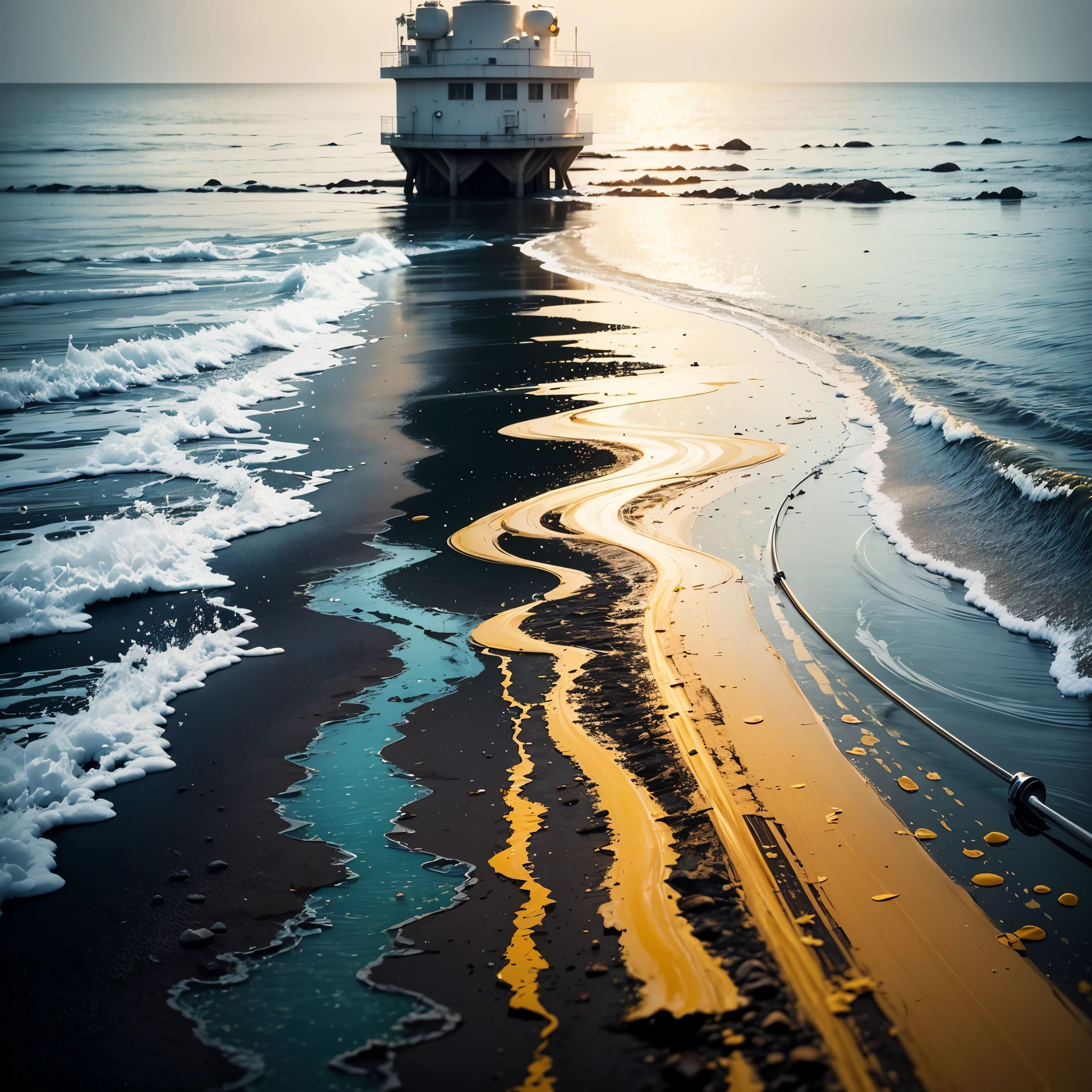 Tema principal amarelo e cinza, art about chemical technology making water clean, dramatic photo, minimalista --auto