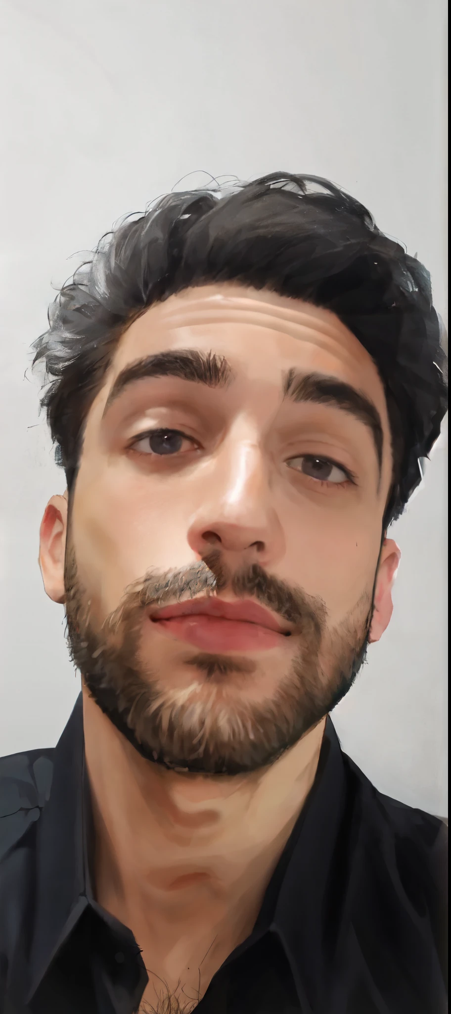 arafed man with a beard and a black shirt looking at the camera, headshot profile picture, looking straight to camera, 8k selfie photograph, looking straight into camera, around 1 9 years old, taken in the early 2020s, frontal picture, with a small beard, looking straight into the camera, looking straight to the camera, very detailled face
