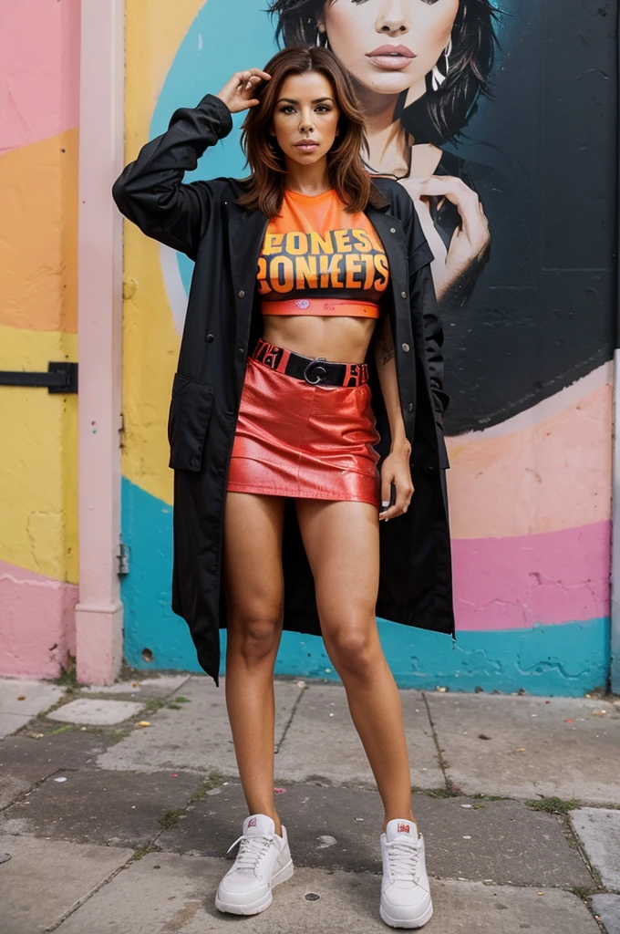 model like eva longoria Choose bold and edgy streetwear to complement the vibrant street art. Statement pieces and trendy sneakers can add a fashionable touch. ook for areas with vibrant street art or murals. These can provide a colorful and dynamic background for your shots.