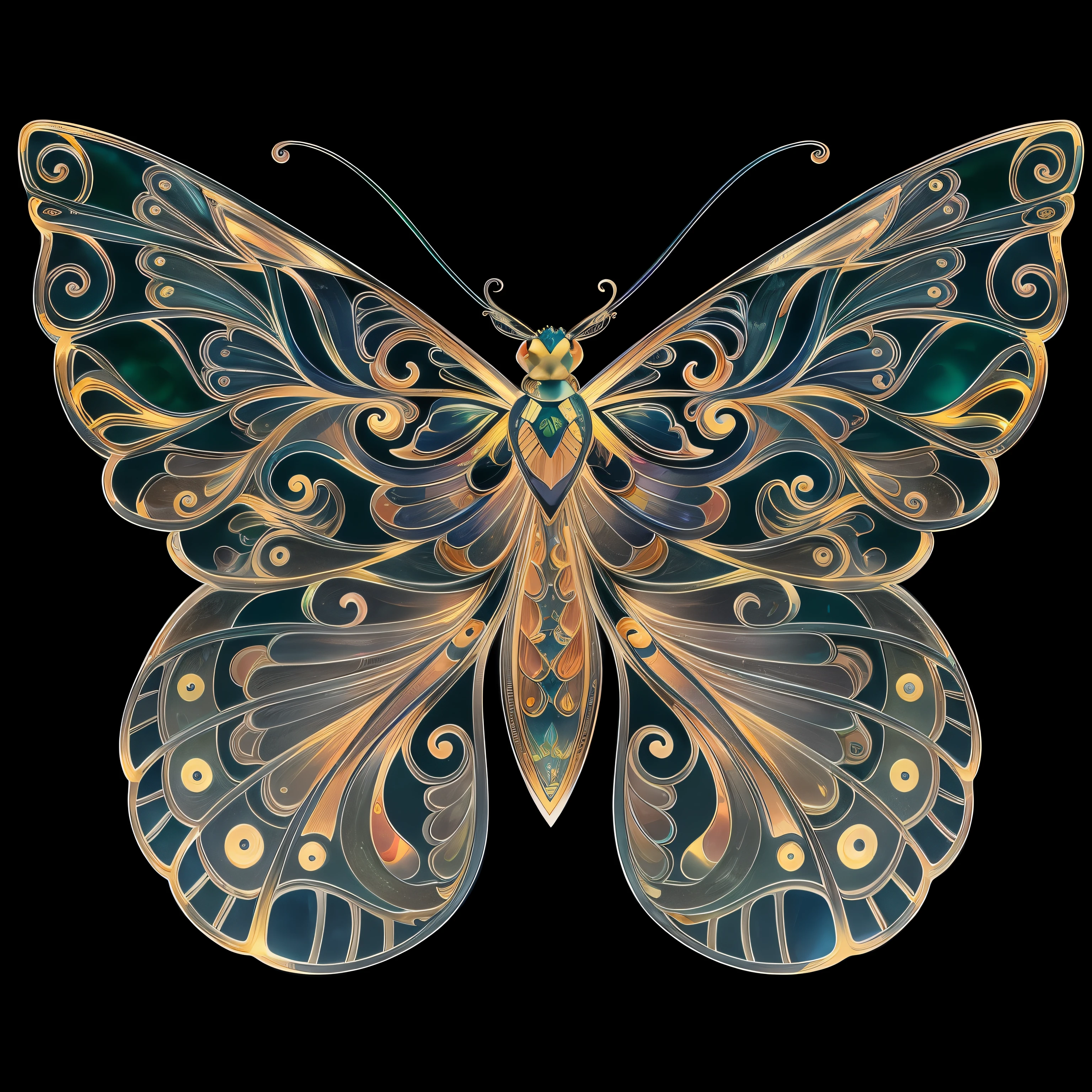 Iridescent colors, flying insects, scales, wings, blue, textured, complex, gorgeous, shadows, pastel colors, highly detailed, decorative style, Tim Burton, Dale Chihuly, Xiaolongcheng, Cyril Rolando, author hour gigue
