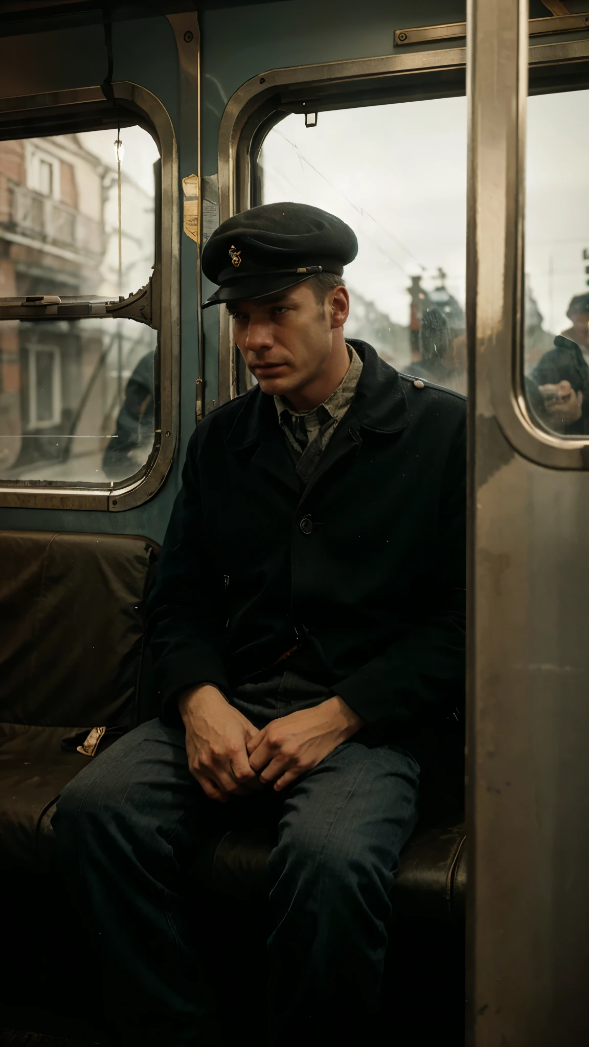 Man traveling by train to the Soviet Union during the Great Depression