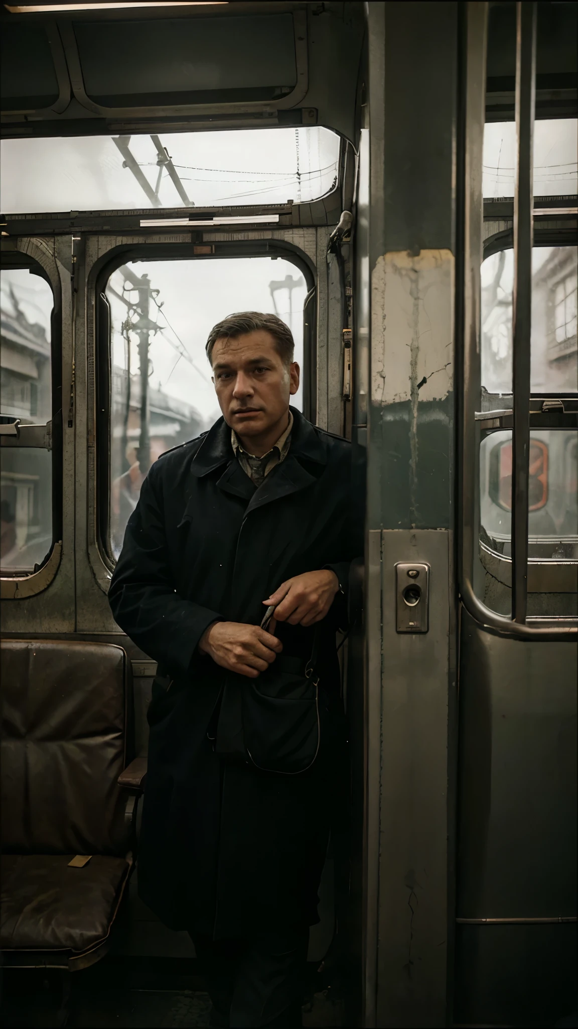 Man traveling by train to the Soviet Union during the Great Depression