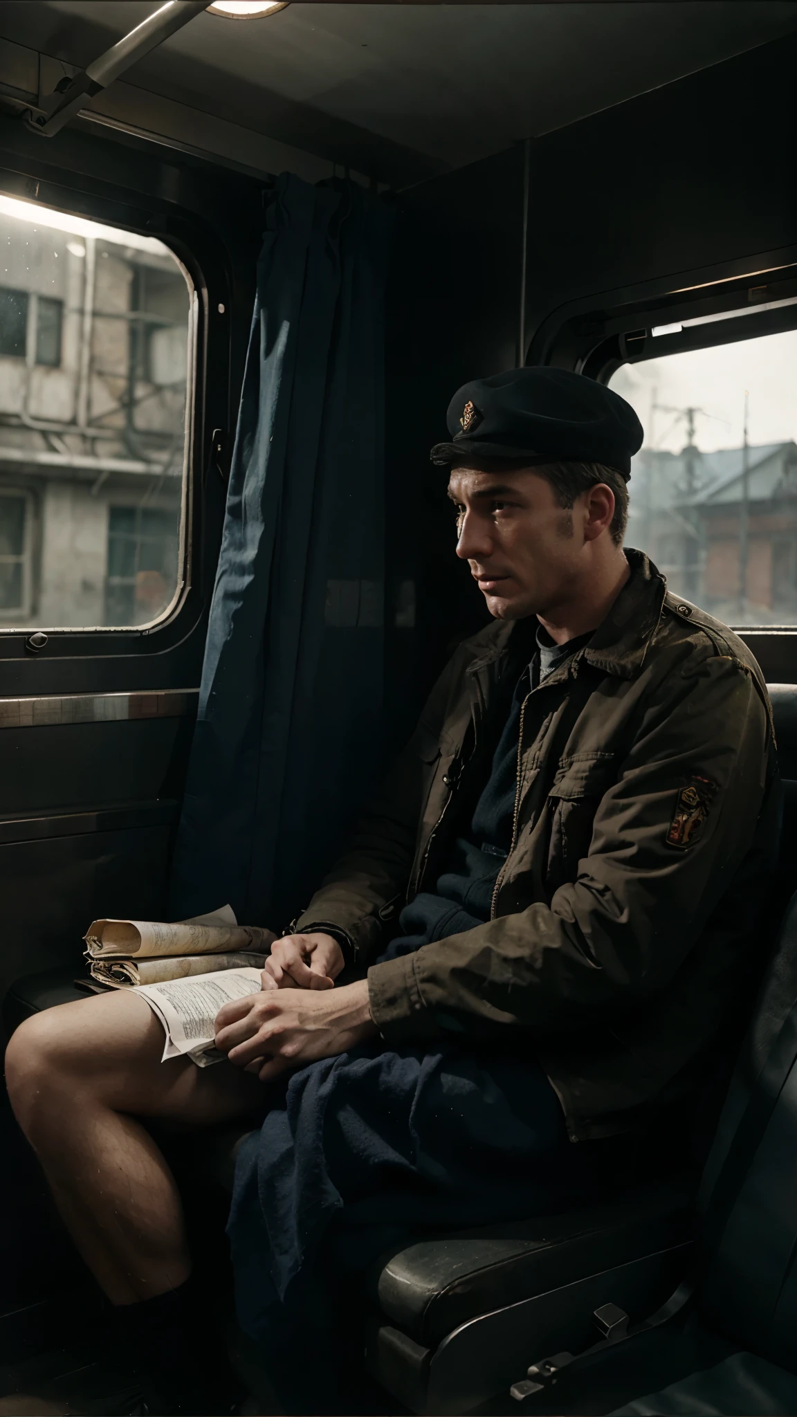 Man traveling by train to the Soviet Union during the Great Depression