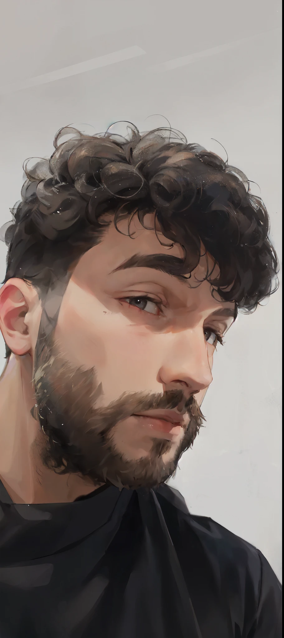 arafed man with a beard and a black shirt looking at the camera, headshot profile picture, short stubble, short beard, short scruffy beard, halfbody headshot, thin beard, small beard, looking straight to camera, around 1 , with a small beard, frontal picture, 2 3 years oldnal profile picture, curled beard