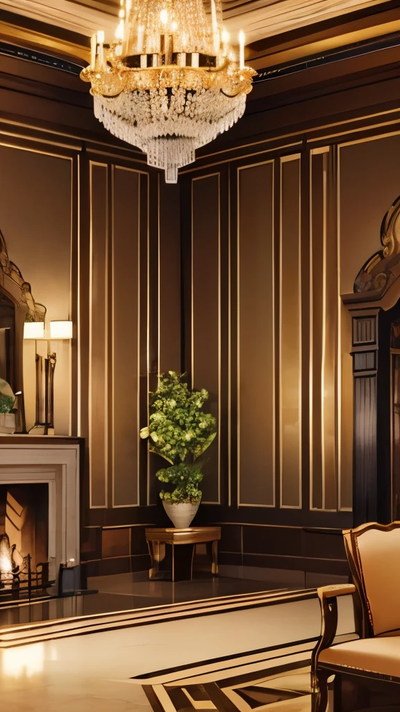 Picture prompt: An art deco living room scene with an old Noritake tea set.

Description: In the heart of the room, a grand art deco fireplace stands majestically, its geometric lines and bold colors reflecting the opulence of the era. The fireplace's hearth is adorned with a beautiful old Noritake tea set, each piece carefully placed and gleaming under the soft, warm light. The set features intricate floral patterns and delicate gold accents, making it the perfect centerpiece for this elegant and timeless space. The room itself is filled with an air of sophistication and comfort, inviting one to sit back and enjoy a peaceful moment with a steaming